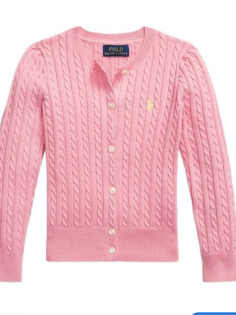 Ralph Lauren Pink Cable-Knit Button Cardigan